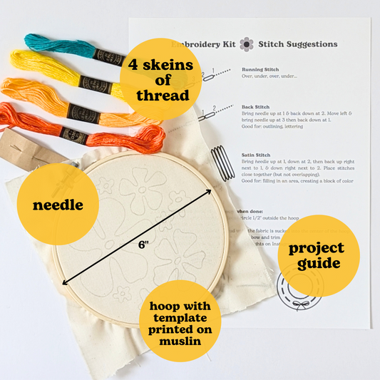 Flower Power embroidery kit