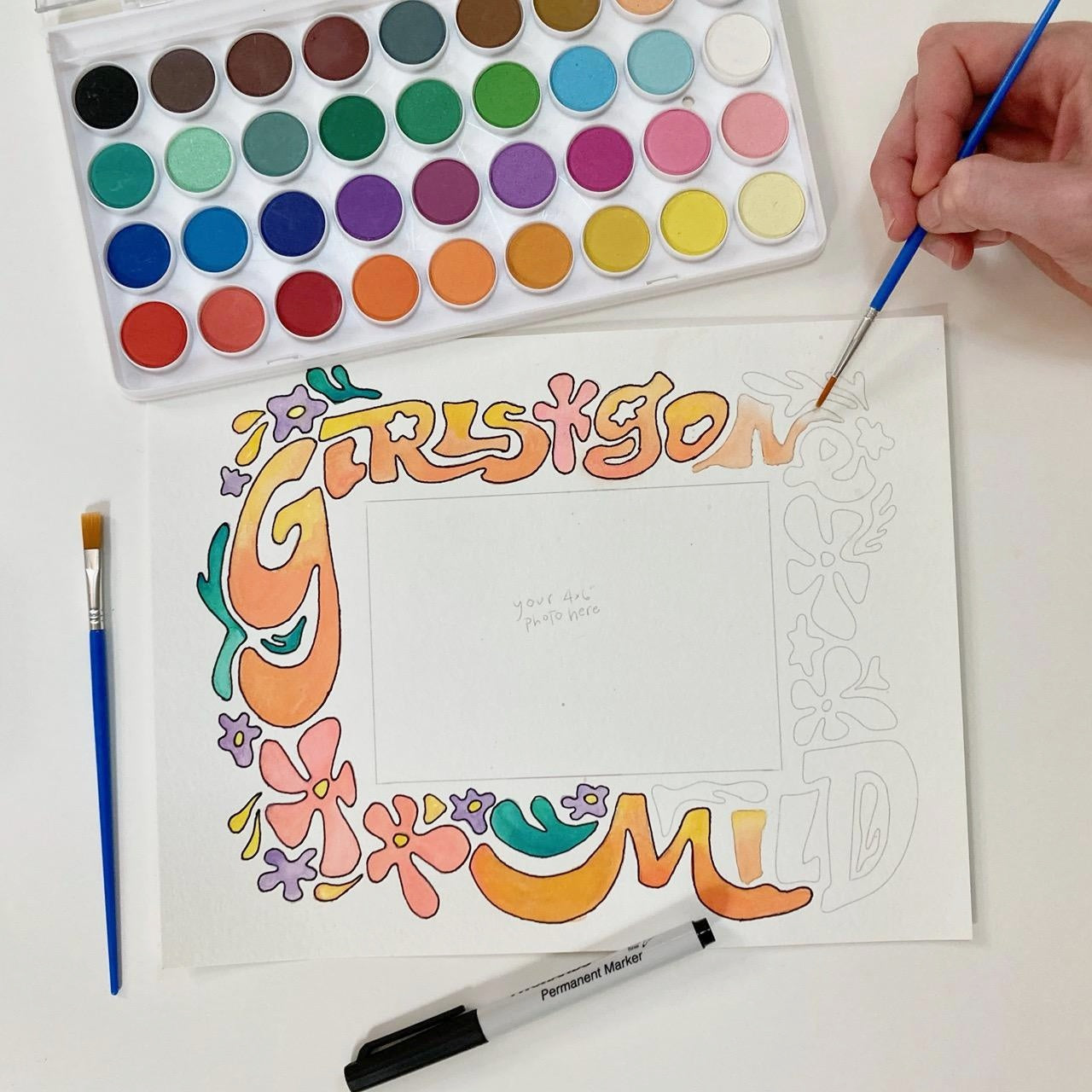 Girls Gone MILD watercolor frame party pack for five (5)