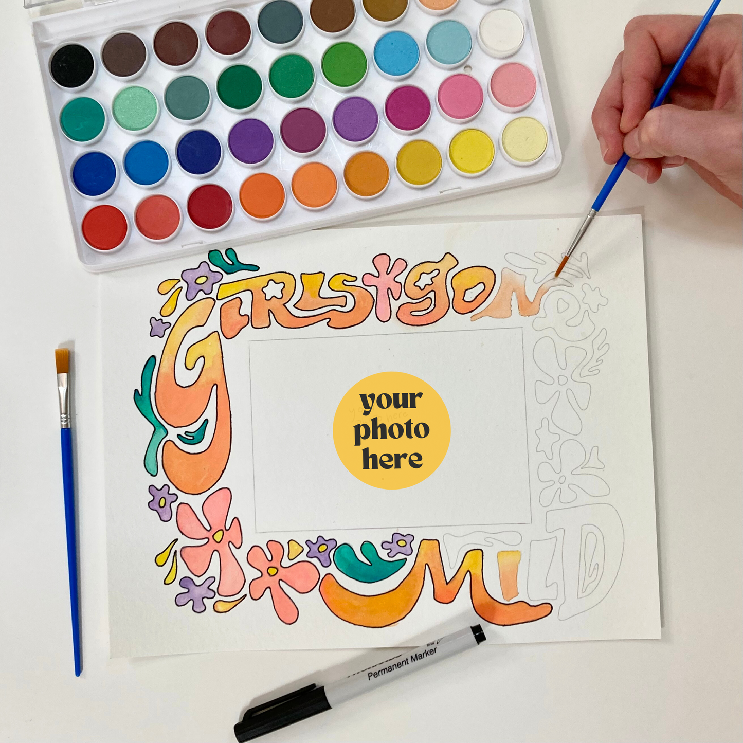 Girls Gone MILD watercolor frame party pack for five (5)